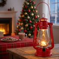 thumbnail image 5 of Stcellnmex 1 Pcs 12 Inch Vintage LED Hurricane Lantern Red Metal Outdoor Battery Operated Lantern with Warm LEDs and Dimmer Switch for Halloween Christmas Indoor Farmhouse Camping Decor, 5 of 8