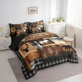thumbnail image 3 of Castle Fairy Jungle Bear Deer Twin Bedding Sets,Geometric Grid Bedding Comforter Set, 3 of 8