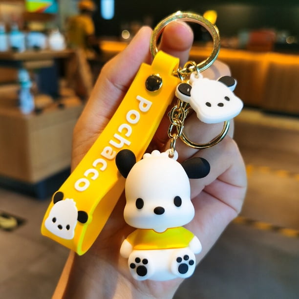 Llavero Kawaii Sanrio de dibujos animados, colgante de muñeca Pochacco, llavero de coche, mochila, llavero de felpa, adornos, regalo de joyería para amigo