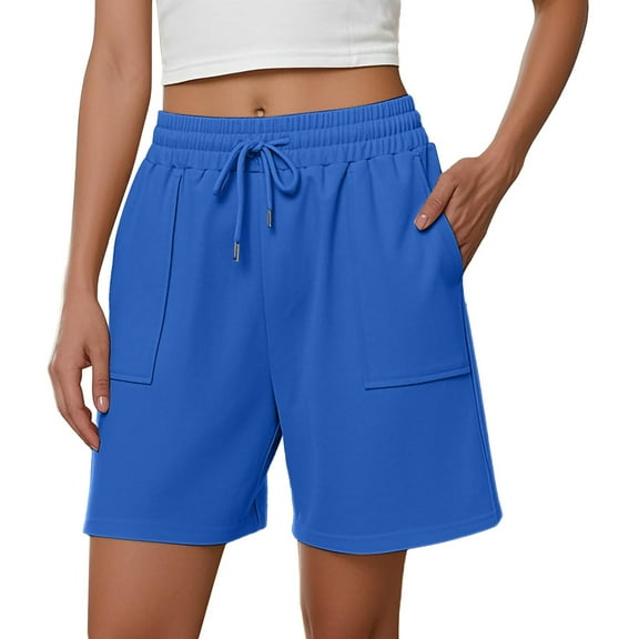 ManxiVoo Women High Waist Wide Leg Shorts With Pockets Home Casual Comfortable L Size A