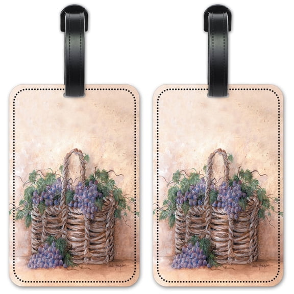 Grape Basket - Luggage ID Tags / Suitcase Identification Cards - Set of 2