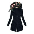 thumbnail image 3 of Veste à Capuche à Imprimé pour Femmes, Col Roulé Coloré avec Fermeture Éclair et Poches, 3 of 4