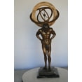 thumbnail image 2 of Man with Sundial on his Back Bronze Statue -  Size: 14"L x 12"W x 35"H., 2 of 10
