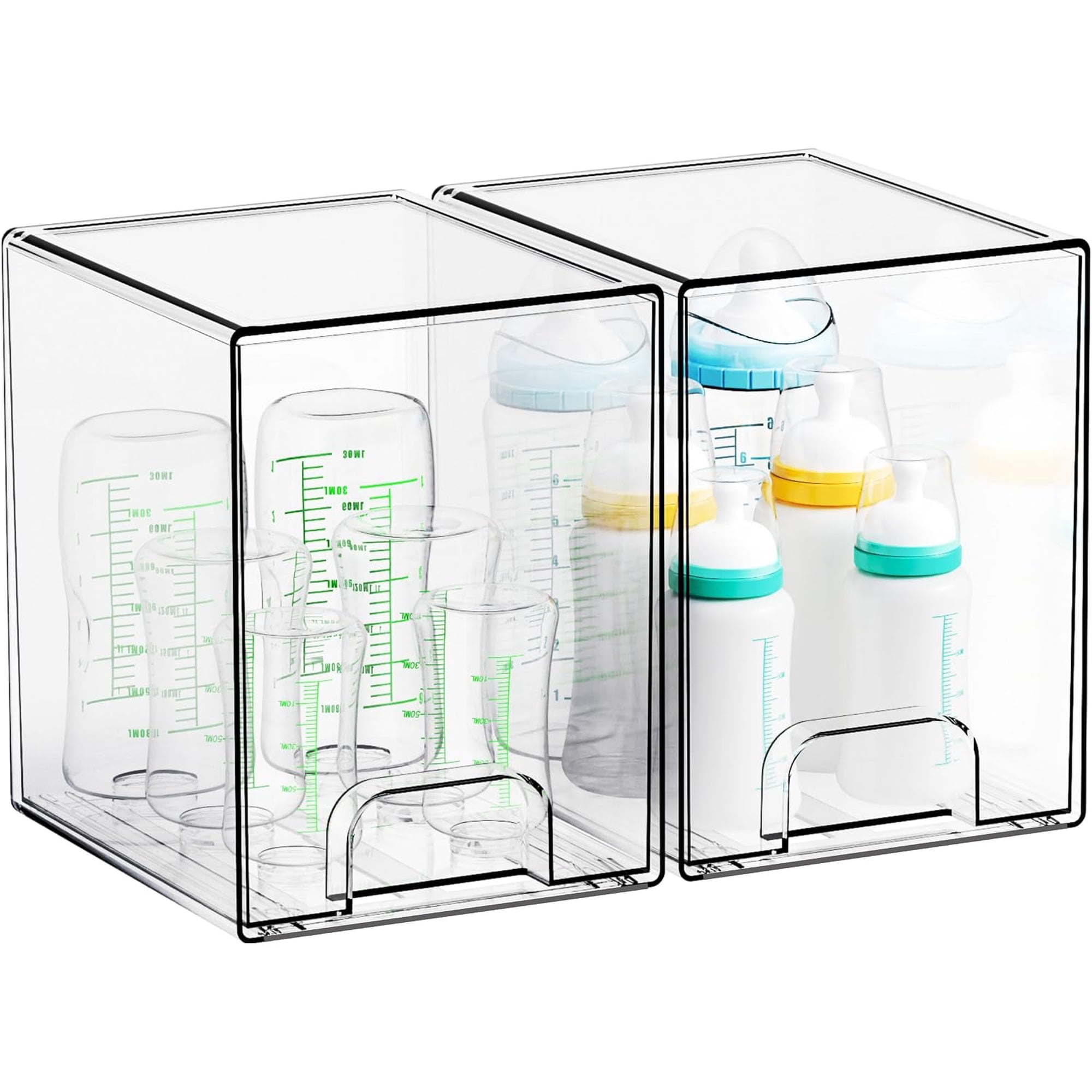 SENYUM Upgrade 2 Pack Acrylic Drawer Organizer 2 PACK 7.8 High Clear Stackable Storage Drawers Acrylic Boxes for Storage Makeup Palettes Cosmetics Pull Out Bathroom Storage Bins for Hair Products Me