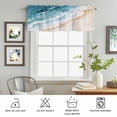 thumbnail image 6 of Kitchen Valances for Window, Summer Gradient Blue-green Brown Waves Light Filtering Rod Pocket Valance Curtain, Seaside Beach Short Curtains Window Topper for Bedroom Bathroom Living Room 42x18in, 6 of 9