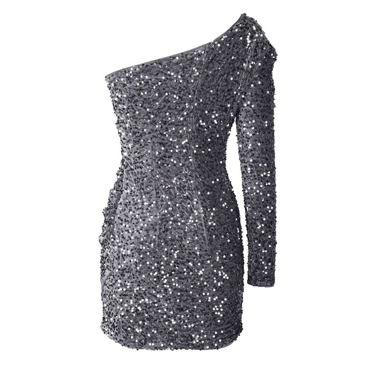 Grey glitter outlet one shoulder dress