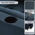 thumbnail image 3 of 3-in-1 Sleeper Chair Pull Out Sofa Bed, Convertible Reclining Seat Upholstered Armchair, Adjustable Backrest Recliner Chair with Side Pockets, Cup Holder & USB Ports - Navy, 3 of 7