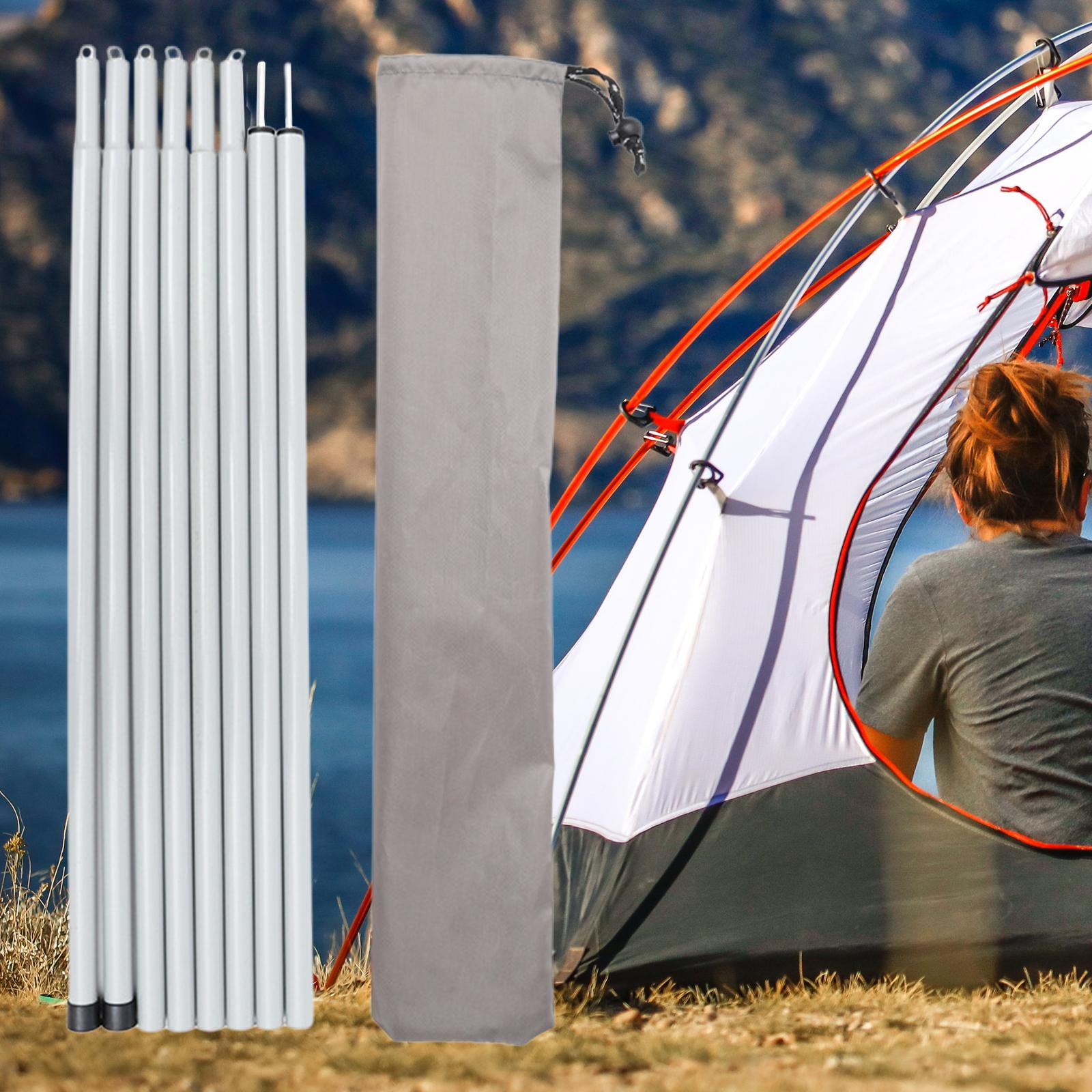 Runquan 8pcs Adjustable Tarp Poles Beach Shelter Canopy Poles Tent Pole For Tarp Gray White Other