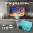 thumbnail image 3 of RCA Bluetooth 480p LCD Compact Projector with Built-in DVD Player, 100 Inch Foldup Screen and Remote Included, Aqua, 3 of 7