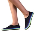 thumbnail image 2 of CIENVNSTG Unisex Wide Width Rainbow Striped Gradient Barefoot Aqua Socks Quick‑Dry Non‑Slip Water Shoes Lightweight Slip‑On Breathable Footwear Black 38, 2 of 6