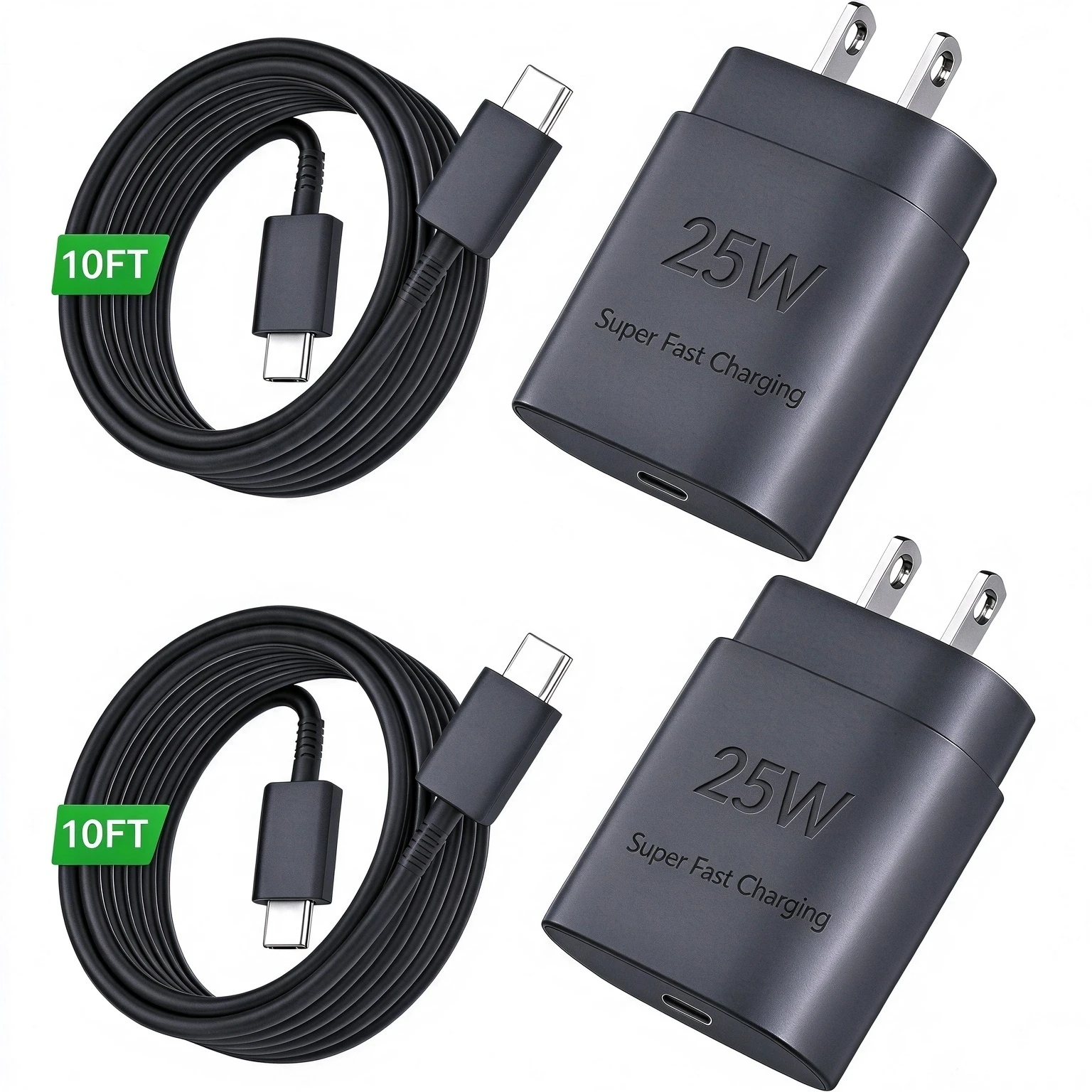 pukerehab 25W USB-C Fast Charger 2-Pack with 10ft Cables photo 1