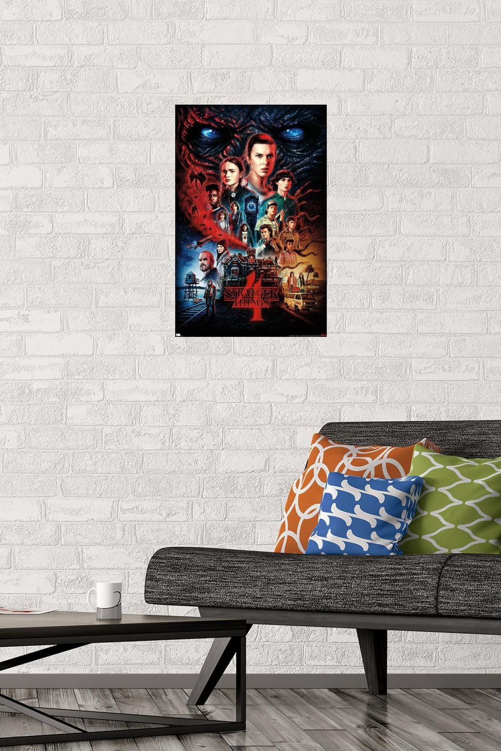 Netflix Stranger Things: Season 4 – One Sheet 22.375" x 34" Wall Poster with Beechwood Magnetic Frame, by Trends International