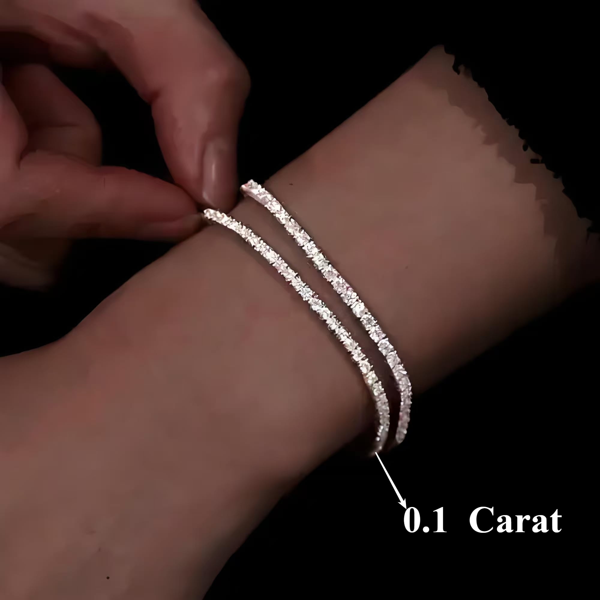 0.1 Carat Moissanite Tennis Bracelet Men Diamond Tennis Bracelet Wedding Bracelets for Women Lab Diamond Tennis Bracelet Gold 18K Plated Women's Tennis Bracelets
