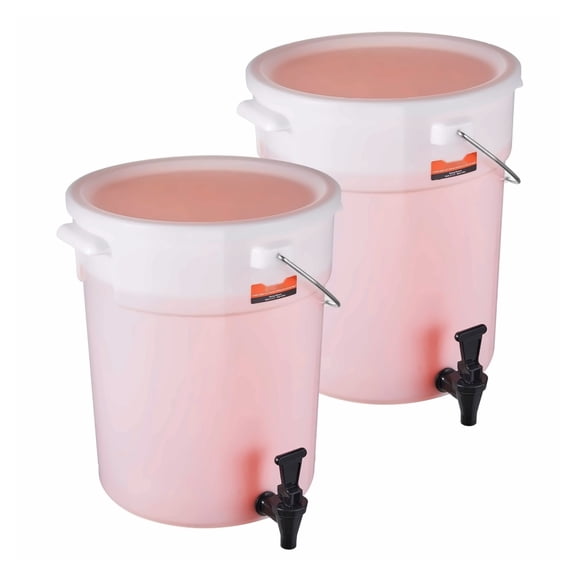5 Gallon Beverage Dispenser 2-Pack, Plastic Drink Dispensers with Spigot & Lid
