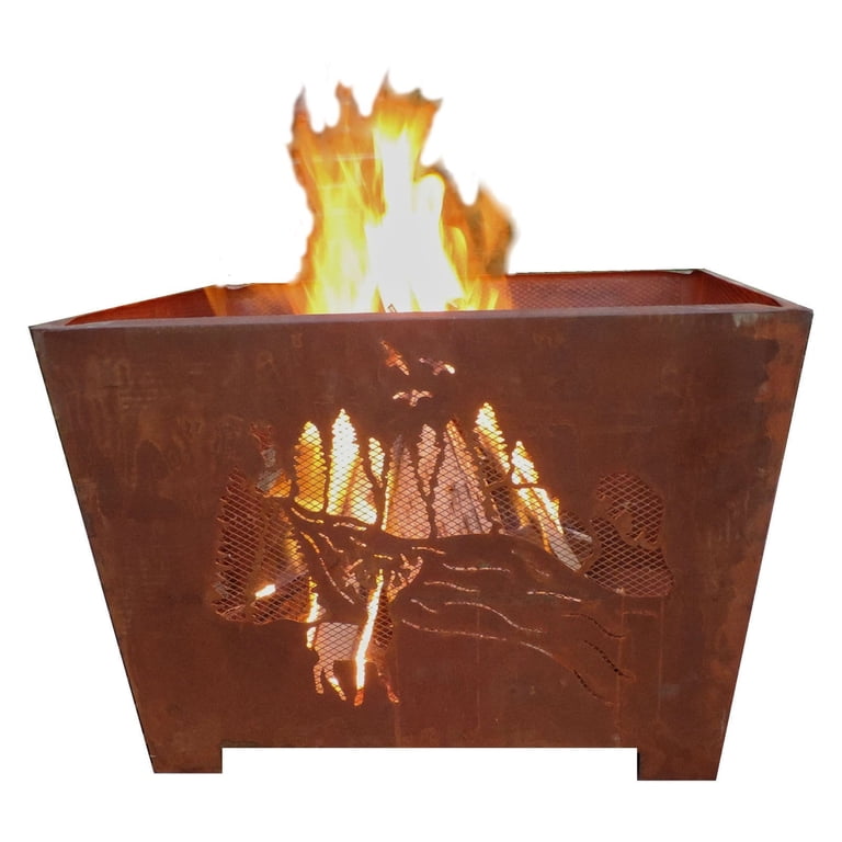 Esschert Design USA FF1002 Nature Scene Fire Basket, Rust Metal