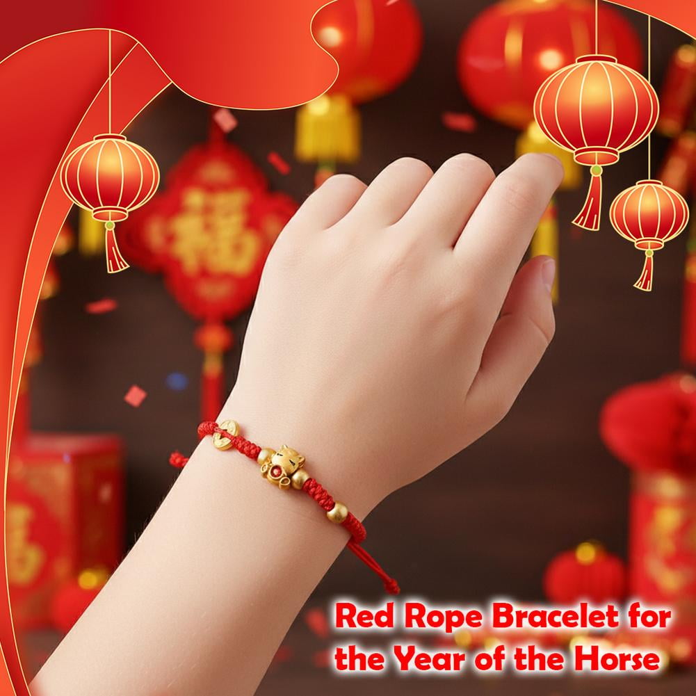 ZOUBAOQ SHUZHENG Lucky Horse Red String Bracelet,2026 New Year
