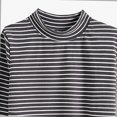 thumbnail image 5 of NORO ARK Girls Striped Mock Neck Long Sleeve Shirts (3-15) Soft Ribbed Knit Slim Basic Layering Fall Casual Acrylic Spandex Tees Gray Size 12, 5 of 6