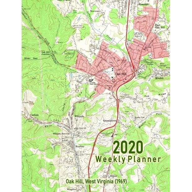 2020 Weekly Planner Oak Hill, West Virginia (1969) Vintage Topo Map Cover