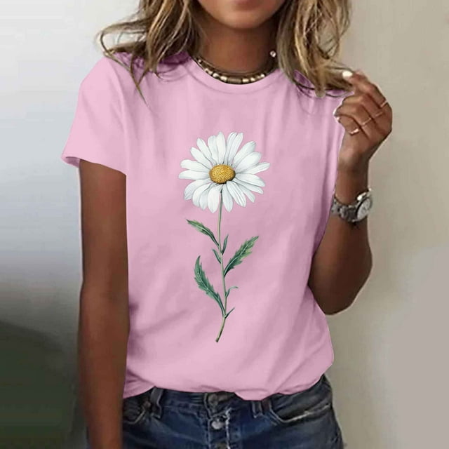 Binmer T-shirt Imprimé pour Femme Lover à Col Rond à Manches Courtes