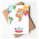 thumbnail image 1 of Mutlicolour mapa mundial países nombre Tarjetas de cumpleaños en sobres en blanco, 1 of 4