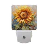 Sunflower Night Light LED Dusk to Dawn Auto Sensor Night Lamp Plug-in Nightlight for Bedroom Hallway Kitchen 2 PCs