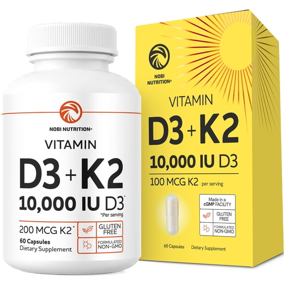 Vitamin D3 and K2 5000 IU with Calcium & BioPerine, Bone and Immune Support, 60 Capsules