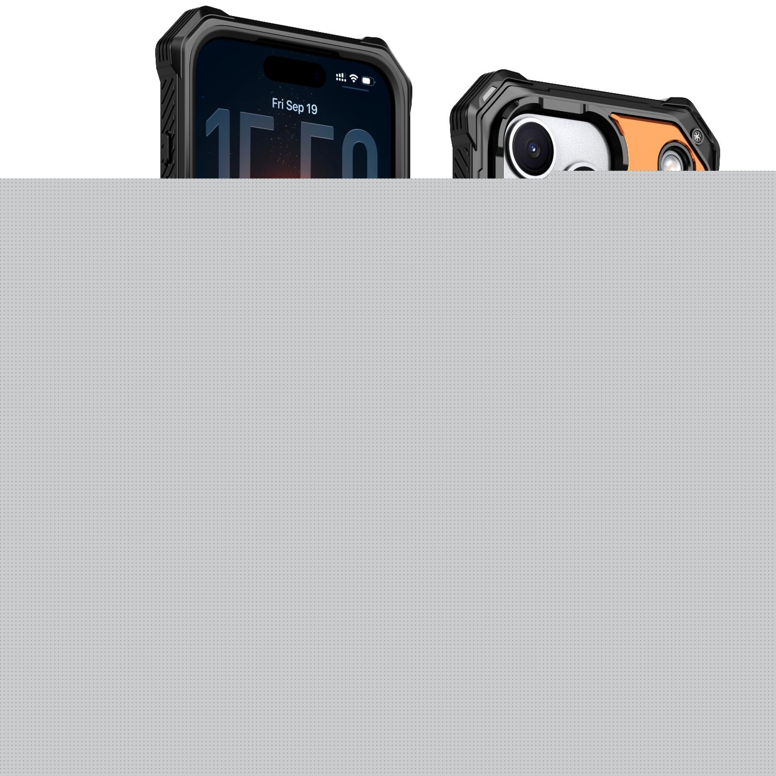 Orange, variant on TECH CIRCLE For iPhone 14 PC+TPU Magnetic Case, Full Body Shock-Absorbent,Metal Invisible KickStand,Compatible with MagSafe Military Grade Heavy Duty Rugged Bumper Cover,Blue