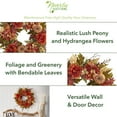 thumbnail image 2 of Nearly Natural 24" Peony Hydrangea & Pumpkin Fall Artificial Wreath in Orange, 2 of 4