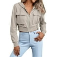 thumbnail image 5 of hotojiny Hoodies for Women Full Zip Up Cropped Sweatshirts Jackets Casual Pockets Athletic Gym Tops Fall Outfits Winter Clothes, 5 of 7