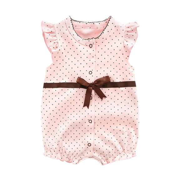 THDHVS Newborn Casual Outfits,Summer Onesies for Newborn ,Toddler Girls Short Sleeve Print Color T-Shirt Round Neck Jumpsuit Romper Pink 3-6 Months