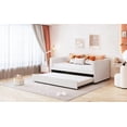 thumbnail image 5 of Twin Size Upholstered Daybed in Beige with Ergonomic Backrest & Twin Trundle, 5 of 16