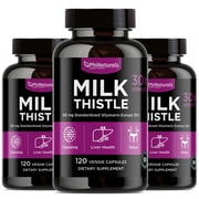 Milk Thistle Silymarin Supplement (Pack of 3) 30x Extract (Standardized 30:1) by Phi Naturals | 150 mg Per Capsule - 120 Capsules | Supports Liver Cleanse, Detox and more