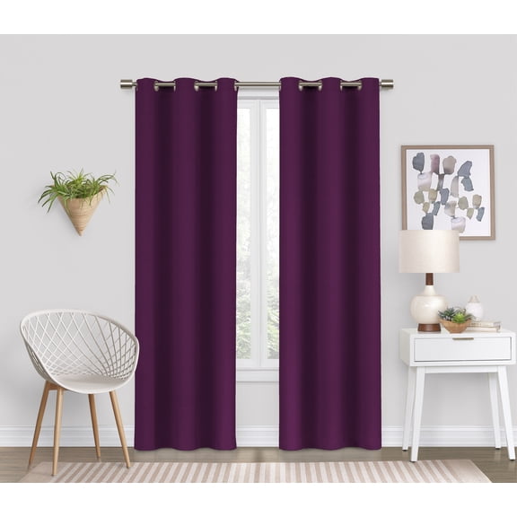 Eclipse Dayton Solid Purple Blackout Grommet Single Curtain Panel, 42" x 63"
