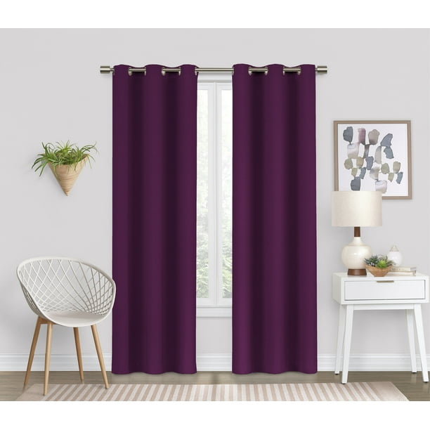 Eclipse Dayton Solid Color Blackout, Purple Color Curtains