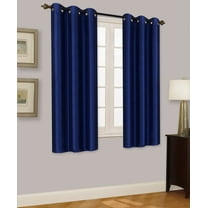 Elio Navy Blue 1-Piece Solid  Blackout Grommet Window Curtain With Lined Backing, Room Darkening Panel 35" X 84"