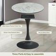 thumbnail image 6 of 31.5" Round Tulip Table in Gray, Mid-Century Modern Dining Table with Square Top and Pedestal Base, Conference Pedestal Desk, Leisure Coffee Table, Seat for 2-4, Max Loading 330lbs, K2032, 6 of 8