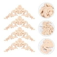 thumbnail image 1 of Minkissy 4Pcs Flower Pattern Wood Carved Applique Beige Wood Corner Decal for Doors, 1 of 4