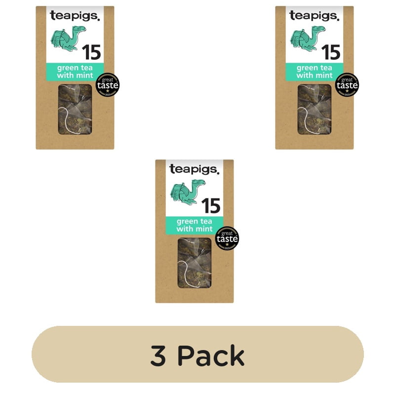Teapigs Green Tea with Mint Tea Bags 15's, British Import (Pack of 3)