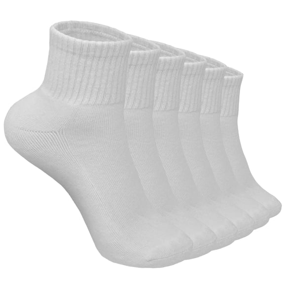TELOLY 6 Pairs Women's Cotton Quarter Socks, White Cushioned Ankle Athletic Crew Socks Size 9-11, Breathable Moisture Wicking Sport Hosiery for Running and Daily Wear