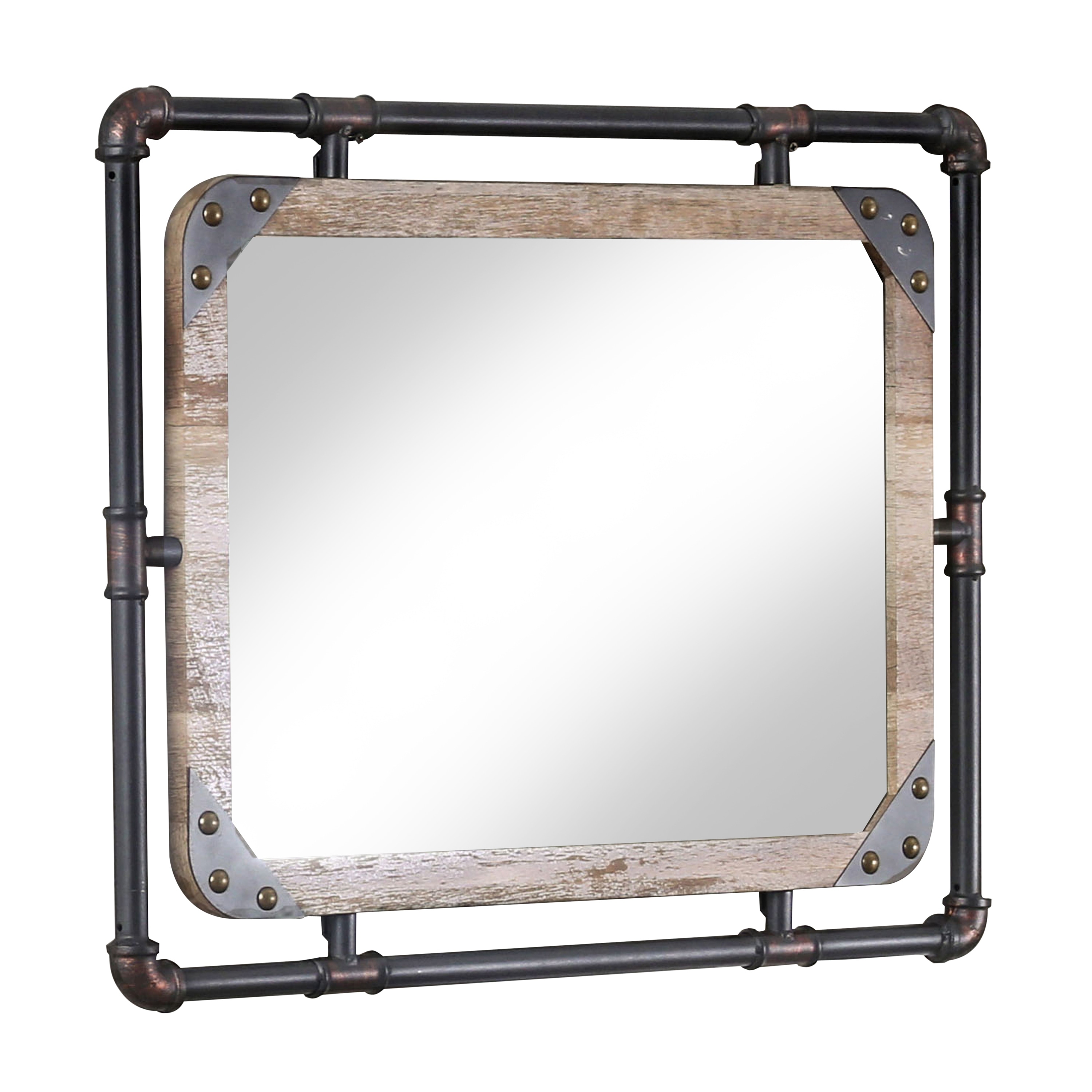 Furniture of America Revo Industrial 31inch Metal Wall Mirror