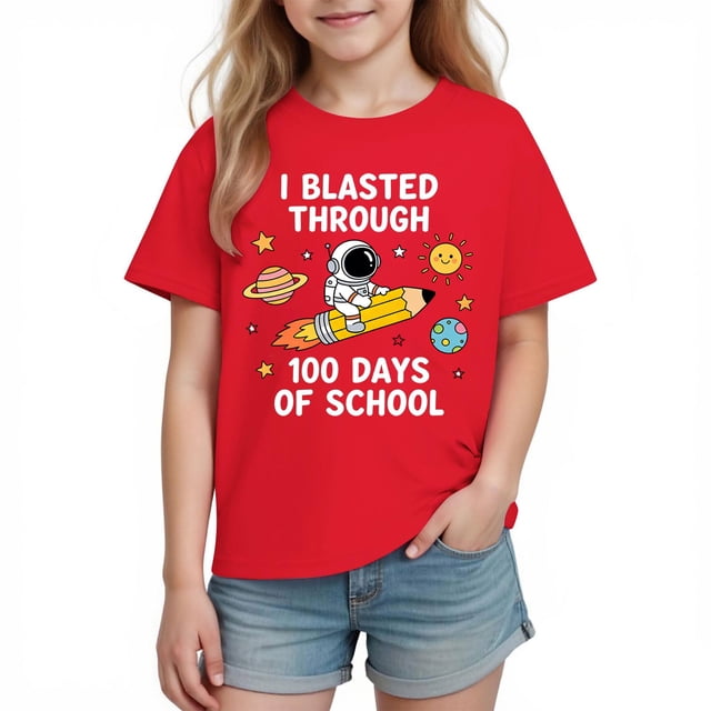 Camiseta de Manga Corta Linda para Niños Niñas Impresión Gráfica Tee de la Escuela de la Temporada, Camisetas de Manga Corta de las Niñas Ropa de Juego Suave