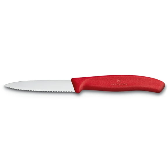 Victorinox Swiss Classic Paring Knife 3.1 Inch Wavy Edge Pointed Tip - Red