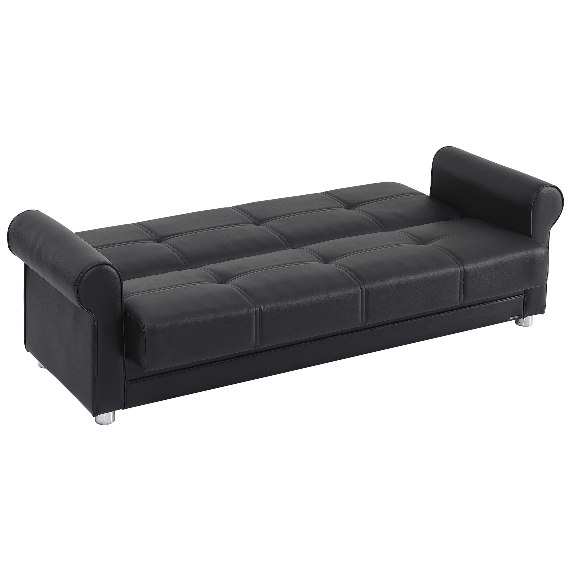 Ottomanson Convertible Sleeper Sofa Bed with Hidden Storage, Firm Comfort Couch, Black