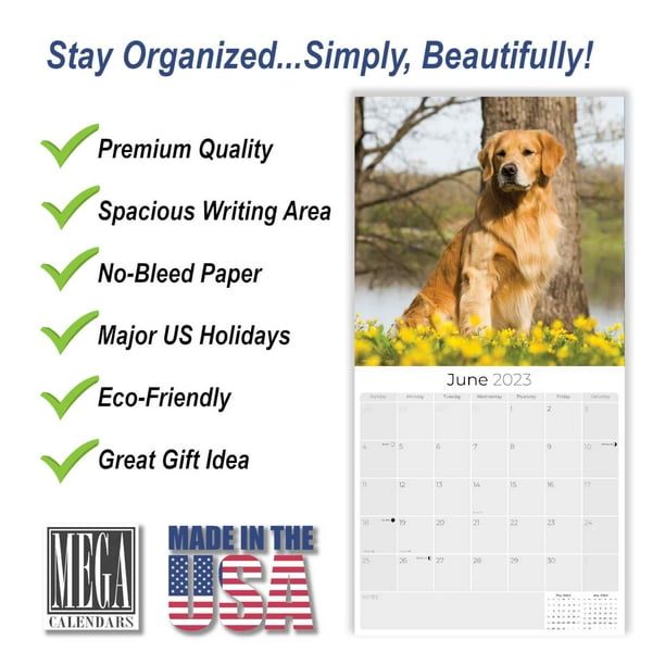2022 2023 Golden Retriever Calendar - Dog Breed Monthly Wall Calendar - 12  x 24 Open - Thick No-Bleed Paper - Giftable - Academic Teacher's Planner  Calendar Organizing & Planning - Made in USA - Walmart.com