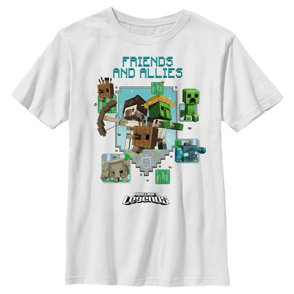 Boy's Minecraft Legends Friends and Allies Graphic Tee White Medium