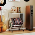 thumbnail image 4 of Costway Record Player Stand with Vinyl Record Storage & Side Storage Pouch, Swivel Wheels Natural, 4 of 10