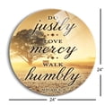 thumbnail image 3 of Do Justly Love Mercy Golden Sunlit Tree 24 inch Glass Round Wall Hanging Sign, 3 of 4