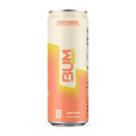 Bum Energy Drink Sugar Free 12 Ounce Slim Cans Peach...