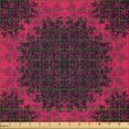thumbnail image 2 of Ambesonne Floral Fabric by the Yard Microfiber, Baroque Roses Mandala, 10 Yards, Hot Pink Dark Purple, 2 of 2