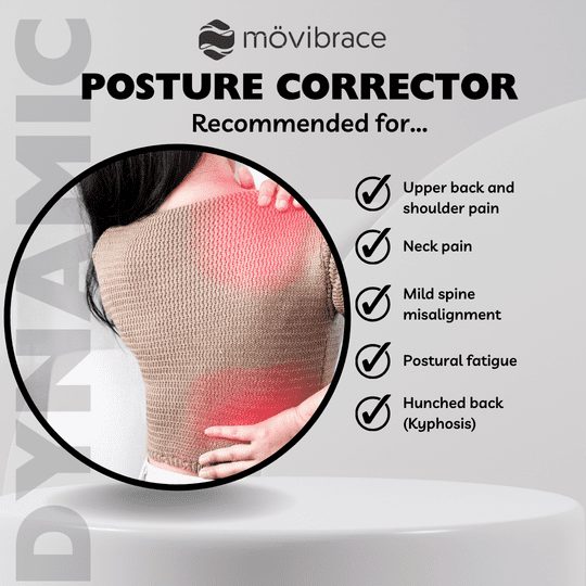 Movibrace Posture Corrector Back Support Brace, Adjustable Shoulder Support, Black (XL/XXL)